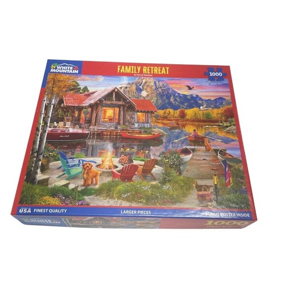 White Mountain Family Retreat 1000 Piece Jigsaw Puzzle Larger Pieces USA Made - Picture 1 of 3